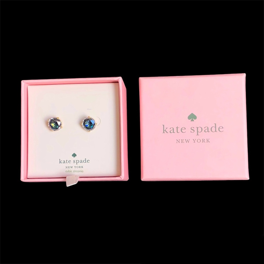 Kate Spade Cubic Zirconia Blue Stud Earrings NWOT